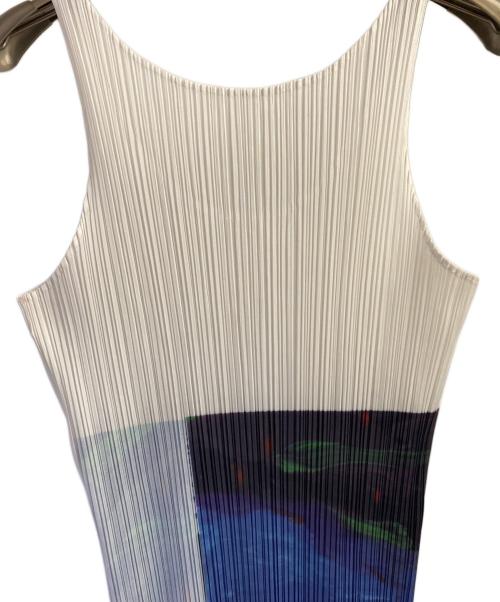 PLEATS PLEASE（プリーツプリーズ）PLEATS PLEASE (プリーツプリーズ) ノースリーブワンピース ホワイト×ブルー サイズ:freeの古着・服飾アイテム