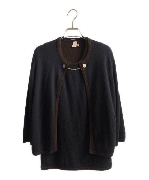 HERMES（エルメス）HERMES (エルメス) Hロゴチェーンカシミアアンサンブル ネイビー サイズ:MEの古着・服飾アイテム
