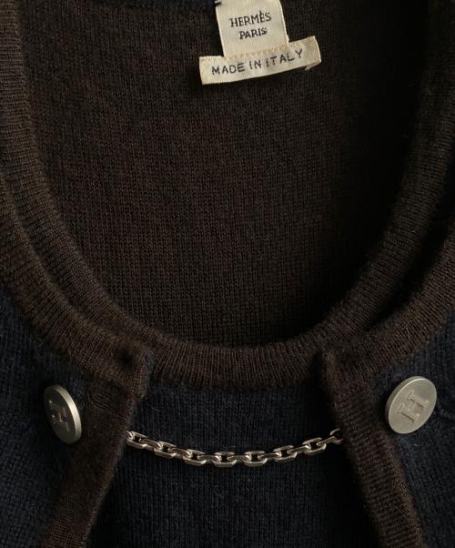 HERMES（エルメス）HERMES (エルメス) Hロゴチェーンカシミアアンサンブル ネイビー サイズ:MEの古着・服飾アイテム