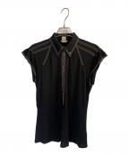 HERMESエルメス）の古着「ビスコースプルオーバーノースリーブブラウス」｜ブラック