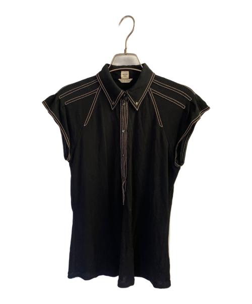 HERMES（エルメス）HERMES (エルメス) ビスコースプルオーバーノースリーブブラウス ブラック サイズ:36の古着・服飾アイテム