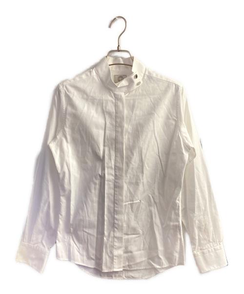 HERMES（エルメス）HERMES (エルメス) セリエボタンハイネックカラーシャツ ホワイト サイズ:38の古着・服飾アイテム