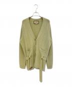 GUCCIグッチ）の古着「ベルテッドリブニットカーディガン」｜グリーン