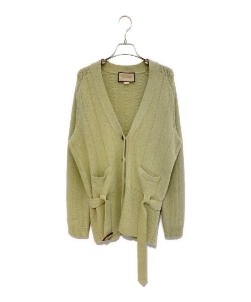 GUCCI（グッチ）GUCCI (グッチ) ベルテッドリブニットカーディガン グリーン サイズ:XLの古着・服飾アイテム