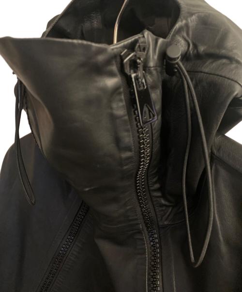 BOTTEGA VENETA（ボッテガベネタ）BOTTEGA VENETA (ボッテガベネタ) レザーフーデッドジャケット ブラック サイズ:52の古着・服飾アイテム