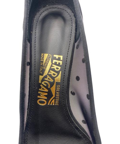 Salvatore Ferragamo（サルヴァトーレ フェラガモ）Salvatore Ferragamo (サルヴァトーレ フェラガモ) リボンドットパンプス ブラック サイズ:5 1/2の古着・服飾アイテム