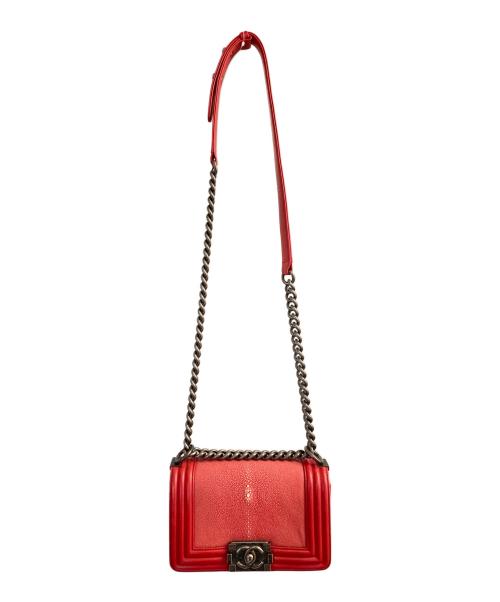CHANEL（シャネル）CHANEL (シャネル) BOY CHANEL　チェーンショルダーバッグ レッドの古着・服飾アイテム