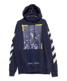 OFFWHITE（オフホワイト）の古着「バイアスロゴプリントパーカー」｜ブルー