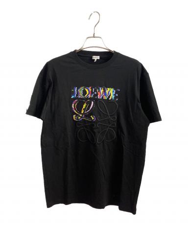 ロエベ ロゴ プリント 半袖Ｔシャツ  H6299530CR  ブラック S【中古】 ロエベ ロゴ プリント 半袖Tシャツ H6299530CR ブラック S【】 【公式
