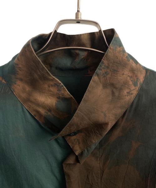 ISSEI MIYAKE MEN（イッセイミヤケメン）ISSEI MIYAKE MEN (イッセイミヤケメン) SPLASH SHIRT グリーン×ブラウン サイズ:3の古着・服飾アイテム