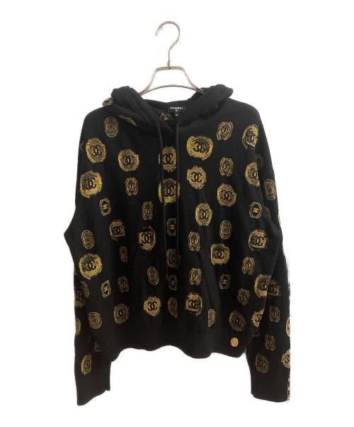 CHANEL（シャネル）CHANEL (シャネル) プルオーバーニットパーカー ブラック×イエロー サイズ:36の古着・服飾アイテム