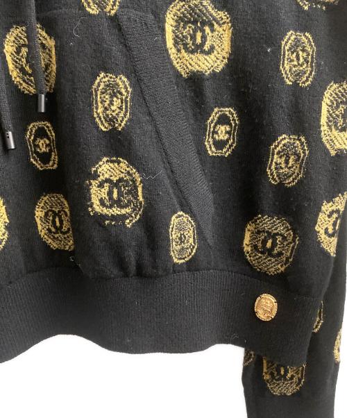 CHANEL（シャネル）CHANEL (シャネル) プルオーバーニットパーカー ブラック×イエロー サイズ:36の古着・服飾アイテム
