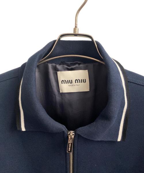 MIU MIU（ミュウミュウ）MIU MIU (ミュウミュウ)  ピケ ブレンド ブルゾン ジャケット ネイビー サイズ:44の古着・服飾アイテム