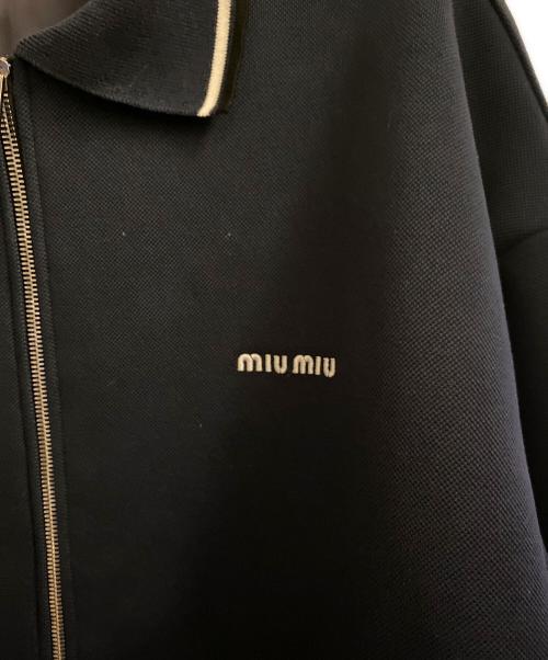 MIU MIU（ミュウミュウ）MIU MIU (ミュウミュウ)  ピケ ブレンド ブルゾン ジャケット ネイビー サイズ:44の古着・服飾アイテム