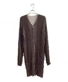 ISSEY MIYAKE（イッセイミヤケ）の古着「プリーツロングボタンシャツ」｜ブラウン