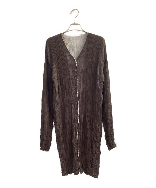 ISSEY MIYAKE（イッセイミヤケ）ISSEY MIYAKE (イッセイミヤケ) プリーツロングボタンシャツ ブラウン サイズ:Mの古着・服飾アイテム