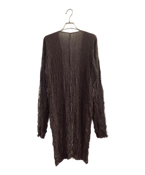 ISSEY MIYAKE（イッセイミヤケ）ISSEY MIYAKE (イッセイミヤケ) プリーツロングボタンシャツ ブラウン サイズ:Mの古着・服飾アイテム