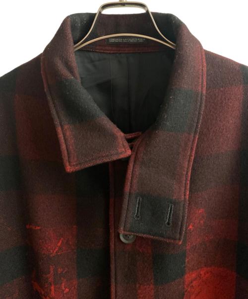 Yohji Yamamoto pour homme（ヨウジヤマモト プールオム）Yohji Yamamoto pour homme (ヨウジヤマモト プールオム) 内田漢字 総柄スタンドカラーコート レッド サイズ:1の古着・服飾アイテム