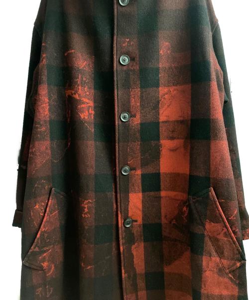 Yohji Yamamoto pour homme（ヨウジヤマモト プールオム）Yohji Yamamoto pour homme (ヨウジヤマモト プールオム) 内田漢字 総柄スタンドカラーコート レッド サイズ:1の古着・服飾アイテム