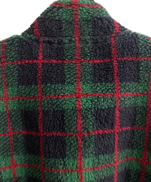 MIU MIU（ミュウミュウ）MIU MIU (ミュウミュウ) チェック柄 テディジッパージャケット レッド×グリーン サイズ:XLの古着・服飾アイテム