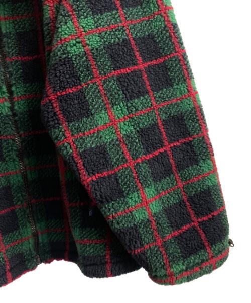 MIU MIU（ミュウミュウ）MIU MIU (ミュウミュウ) チェック柄 テディジッパージャケット レッド×グリーン サイズ:XLの古着・服飾アイテム