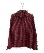 ISSEY MIYAKEイッセイミヤケ）の古着「プリーツデザインシャツ」｜ブラック ピンク