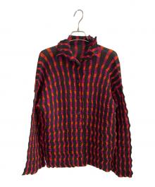 ISSEY MIYAKE（イッセイミヤケ）の古着「プリーツデザインシャツ」｜ブラック ピンク