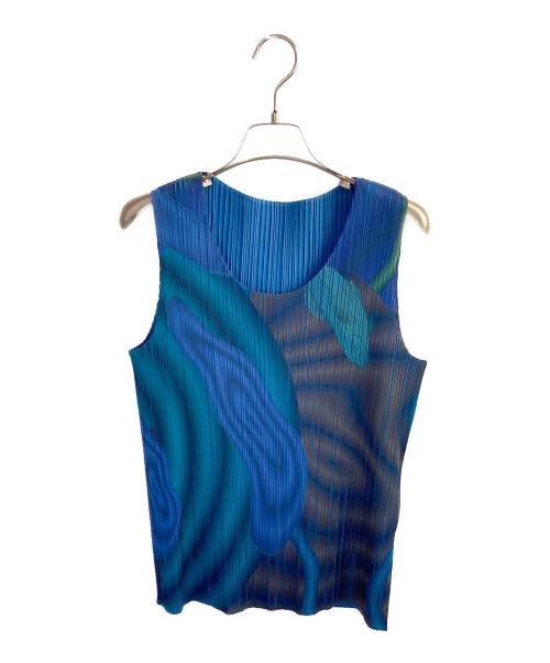 PLEATS PLEASE（プリーツプリーズ）PLEATS PLEASE (プリーツプリーズ) ノースリーブカットソー ブルー サイズ:Fの古着・服飾アイテム