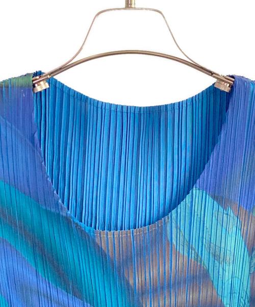 PLEATS PLEASE（プリーツプリーズ）PLEATS PLEASE (プリーツプリーズ) ノースリーブカットソー ブルー サイズ:Fの古着・服飾アイテム