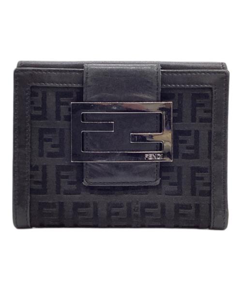 FENDI（フェンディ）FENDI (フェンディ) ズッキーノ 2つ折り財布 ブラックの古着・服飾アイテム