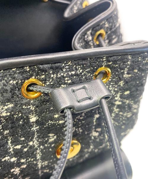 Christian Dior（クリスチャン ディオール）Christian Dior (クリスチャン ディオール) カロバックパックミディアム/カナージュツイードバックパック ブラックの古着・服飾アイテム