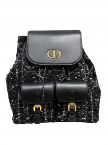 Christian Dior（クリスチャン ディオール）の古着「カロバックパックミディアム/カナージュツイードバックパック」｜ブラック