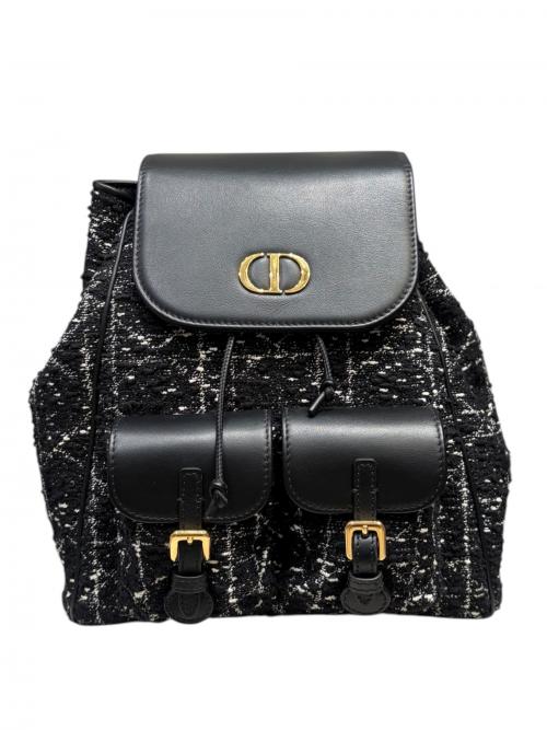Christian Dior（クリスチャン ディオール）Christian Dior (クリスチャン ディオール) カロバックパックミディアム/カナージュツイードバックパック ブラックの古着・服飾アイテム