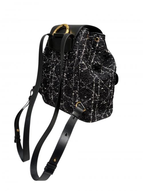 Christian Dior（クリスチャン ディオール）Christian Dior (クリスチャン ディオール) カロバックパックミディアム/カナージュツイードバックパック ブラックの古着・服飾アイテム