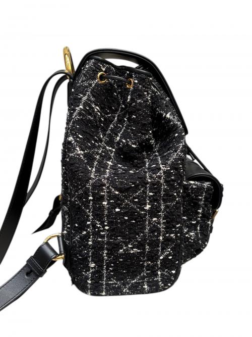 Christian Dior（クリスチャン ディオール）Christian Dior (クリスチャン ディオール) カロバックパックミディアム/カナージュツイードバックパック ブラックの古着・服飾アイテム