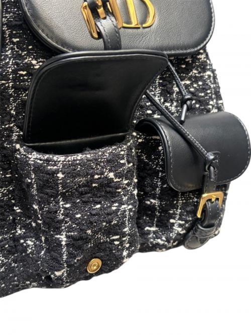 Christian Dior（クリスチャン ディオール）Christian Dior (クリスチャン ディオール) カロバックパックミディアム/カナージュツイードバックパック ブラックの古着・服飾アイテム