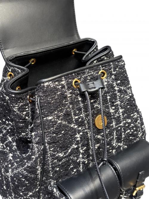 Christian Dior（クリスチャン ディオール）Christian Dior (クリスチャン ディオール) カロバックパックミディアム/カナージュツイードバックパック ブラックの古着・服飾アイテム