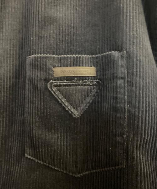 PRADA（プラダ）PRADA (プラダ)  ロゴコットンボタン長袖コーデュロイシャツ ネイビー サイズ:XLの古着・服飾アイテム