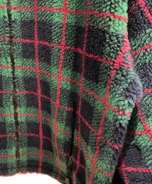 MIU MIU（ミュウミュウ）MIU MIU (ミュウミュウ) チェック柄 テディジッパージャケット グリーン サイズ:XLの古着・服飾アイテム