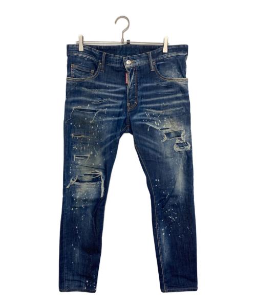 DSQUARED2（ディースクエアード）DSQUARED2 (ディースクエアード) ダメージ加工デニムパンツ インディゴ サイズ:52の古着・服飾アイテム