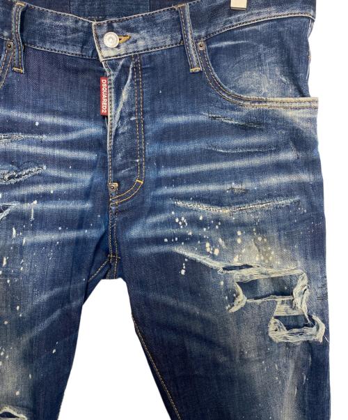 DSQUARED2（ディースクエアード）DSQUARED2 (ディースクエアード) ダメージ加工デニムパンツ インディゴ サイズ:52の古着・服飾アイテム