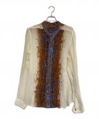 RICK OWENSリックオウエンス）の古着「ノーカラーシャツ」｜ホワイト