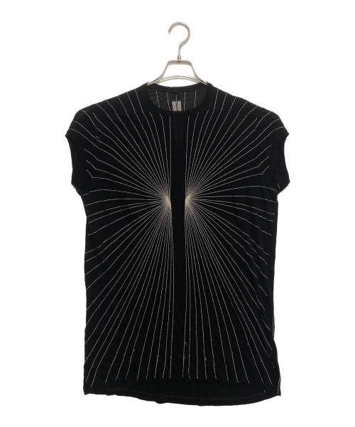 RICK OWENS（リックオウエンス）RICK OWENS (リックオウエンス) 放射線状刺繍カットソー ブラック サイズ:38の古着・服飾アイテム