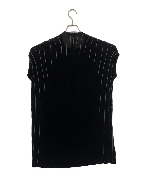 RICK OWENS（リックオウエンス）RICK OWENS (リックオウエンス) 放射線状刺繍カットソー ブラック サイズ:38の古着・服飾アイテム