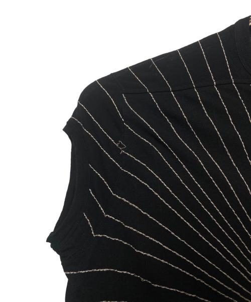 RICK OWENS（リックオウエンス）RICK OWENS (リックオウエンス) 放射線状刺繍カットソー ブラック サイズ:38の古着・服飾アイテム