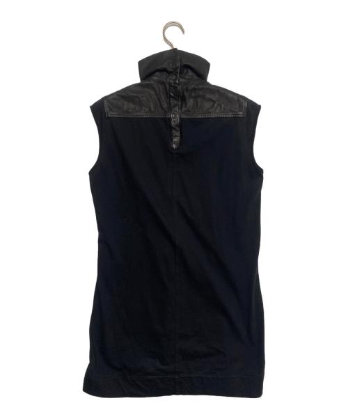 RICK OWENS（リックオウエンス）RICK OWENS (リックオウエンス) レザー切り替えハイネックノースリーブ ブラック サイズ:Sの古着・服飾アイテム