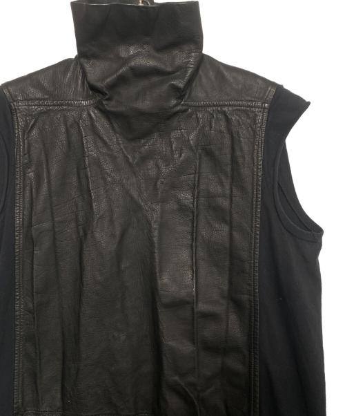 RICK OWENS（リックオウエンス）RICK OWENS (リックオウエンス) レザー切り替えハイネックノースリーブ ブラック サイズ:Sの古着・服飾アイテム
