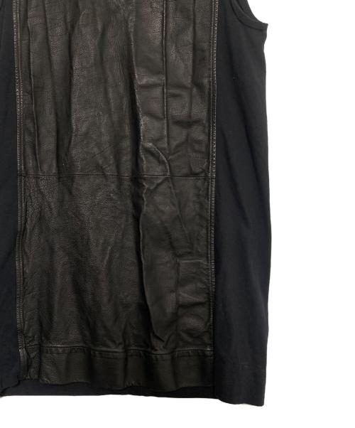 RICK OWENS（リックオウエンス）RICK OWENS (リックオウエンス) レザー切り替えハイネックノースリーブ ブラック サイズ:Sの古着・服飾アイテム