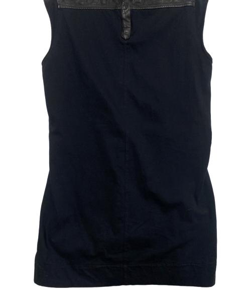 RICK OWENS（リックオウエンス）RICK OWENS (リックオウエンス) レザー切り替えハイネックノースリーブ ブラック サイズ:Sの古着・服飾アイテム