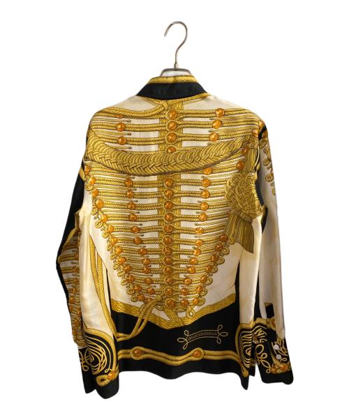 HERMES（エルメス）HERMES (エルメス) シルク総柄シャツ ブラック×イエロー サイズ:36の古着・服飾アイテム